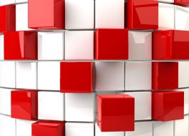 Фотообои 3д стена красные кубы
