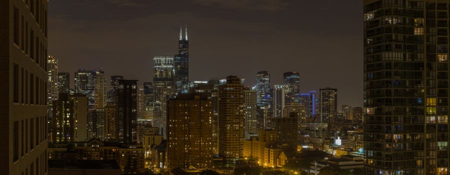Картина на холсте Чикаго в свете ночных огней, арт hd2293101