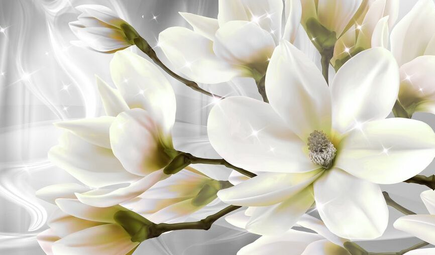 Картина на холсте Панно большие белые цветы 3Д, арт hd1496301