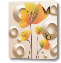 Картина Цветы и бабочки 3d