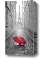 Картина Серая башня и красный зонт