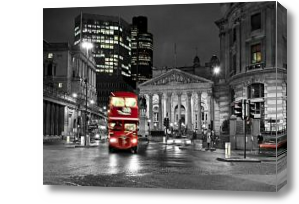 Картина Черно белый Лондон и красный автобус